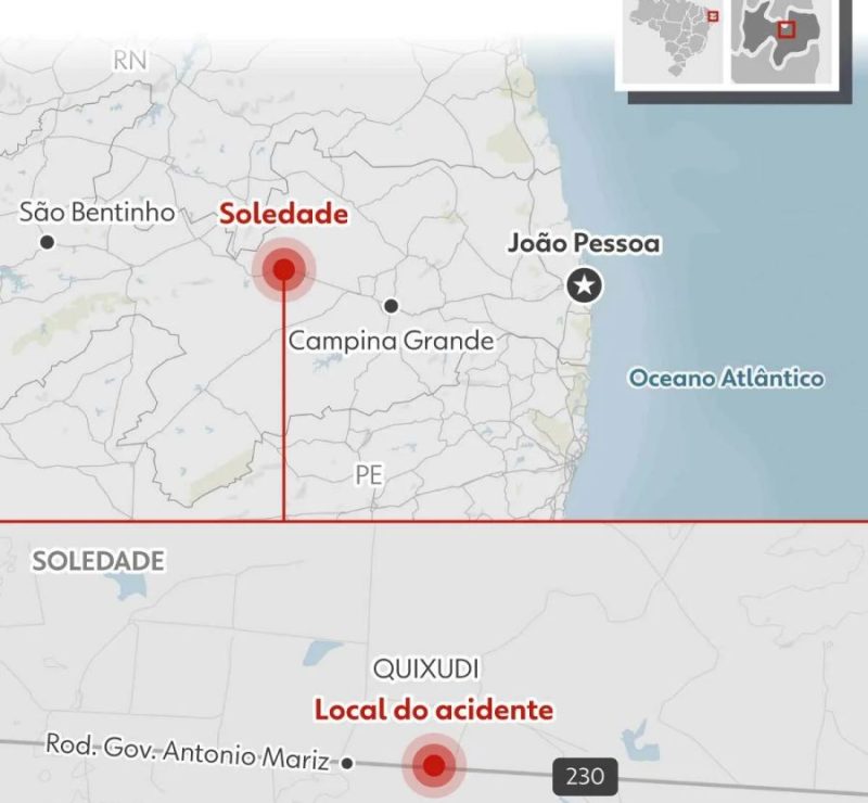 Acidente com seis mortos na BR-230 na PB: apenas duas vítimas tinham grau de parentesco entre si, diz polícia