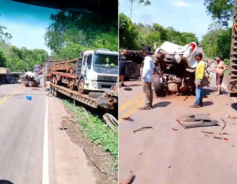 Acidente grave entre caminhões e caminhonete é registrado na BR-153 no TO
