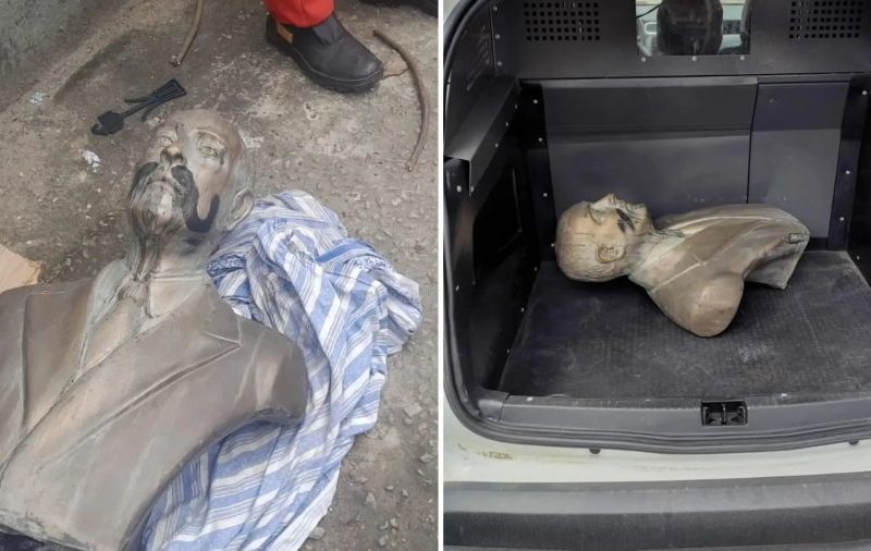 Busto de ex-prefeito é furtado de praça e encontrado em caixa com vestígios de sangue em Cachoeiro de Itapemirim