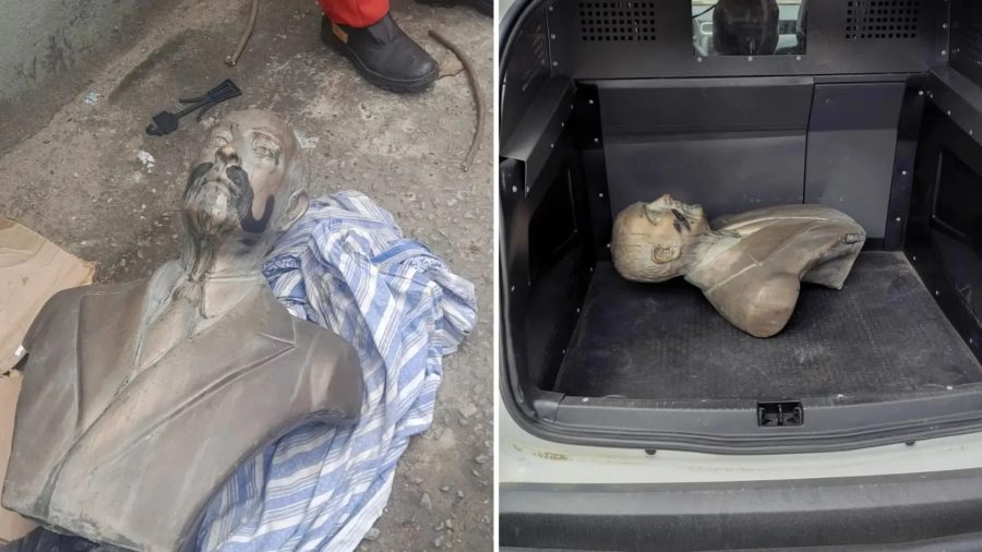 Busto de ex-prefeito é furtado de praça e encontrado em caixa com vestígios de sangue em Cachoeiro de Itapemirim