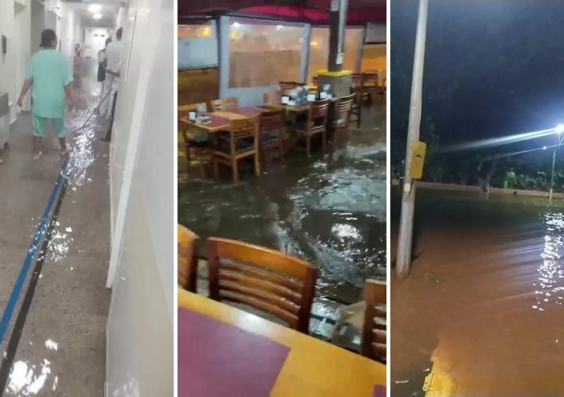 Chuva alaga corredores de Santa Casa e causa enchentes em Sertãozinho, SP