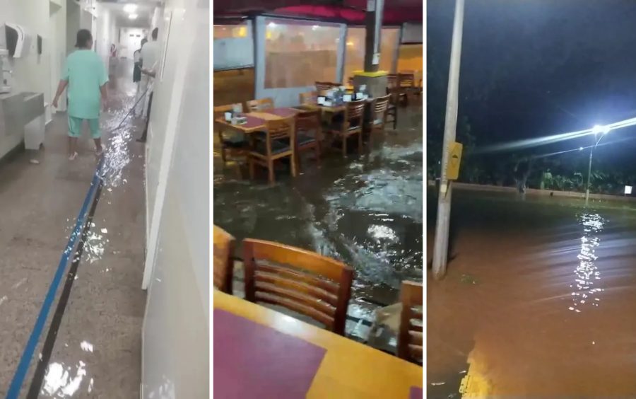 Chuva alaga corredores de Santa Casa e causa enchentes em Sertãozinho, SP