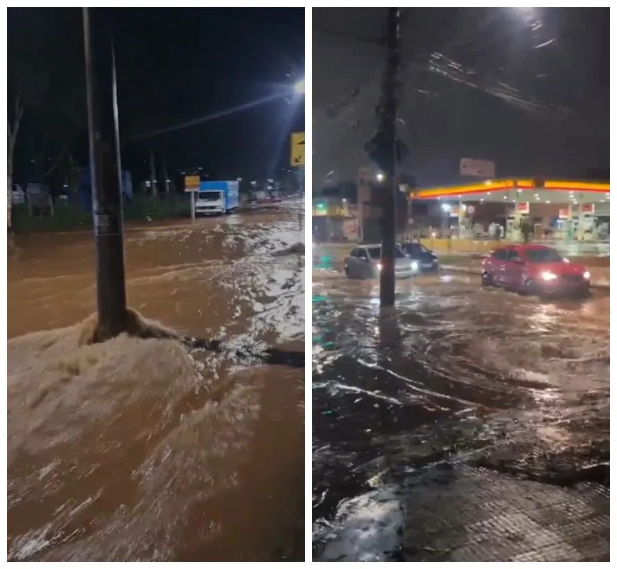 Chuva provoca alagamento em avenidas do Barreiro, em BH