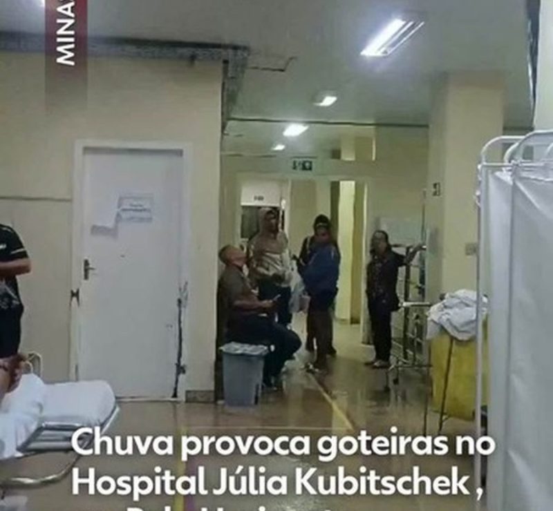 Chuva provoca goteiras na unidade de emergência do Hospital Júlia Kubitschek, em BH; VÍDEO