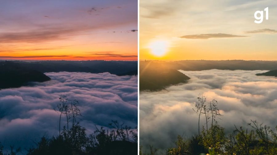 Fotógrafo registra 'mar de nuvens' na Serra Gaúcha e imagem viraliza; VÍDEO