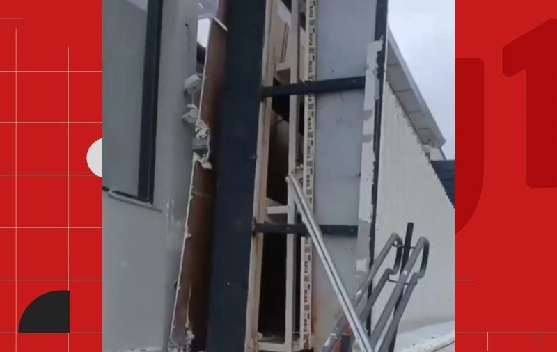 Marquise de aeroporto desaba meses após reforma e inauguração em Cachoeiro; VÍDEO
