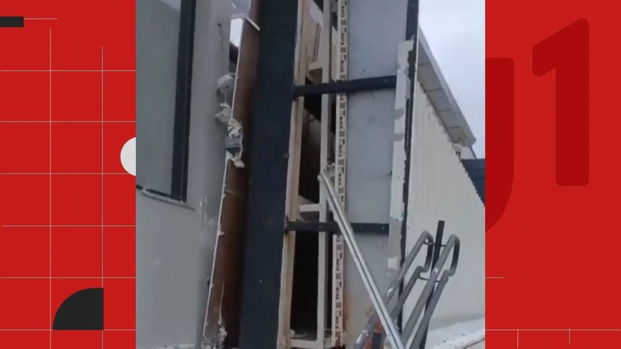 Marquise de aeroporto desaba meses após reforma e inauguração em Cachoeiro; VÍDEO