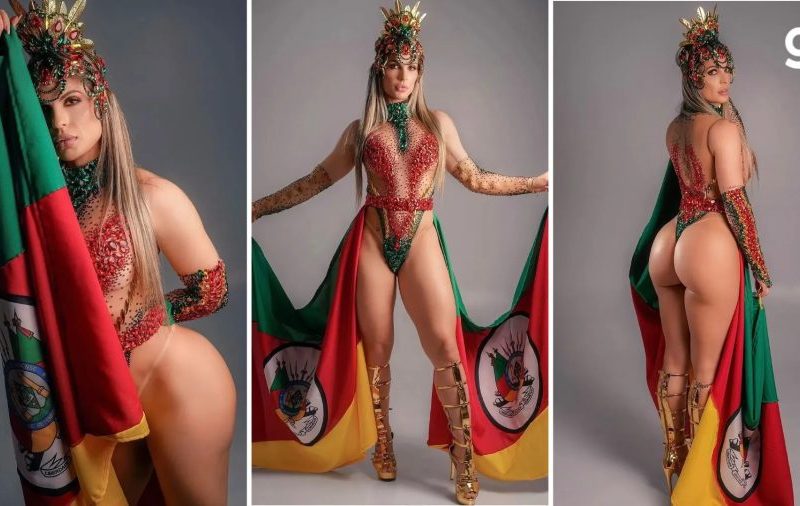 ‘Meu maior orgulho’, diz gaúcha vice-campeã do Miss Bumbum Brasil, ao desfilar com bandeira do RS