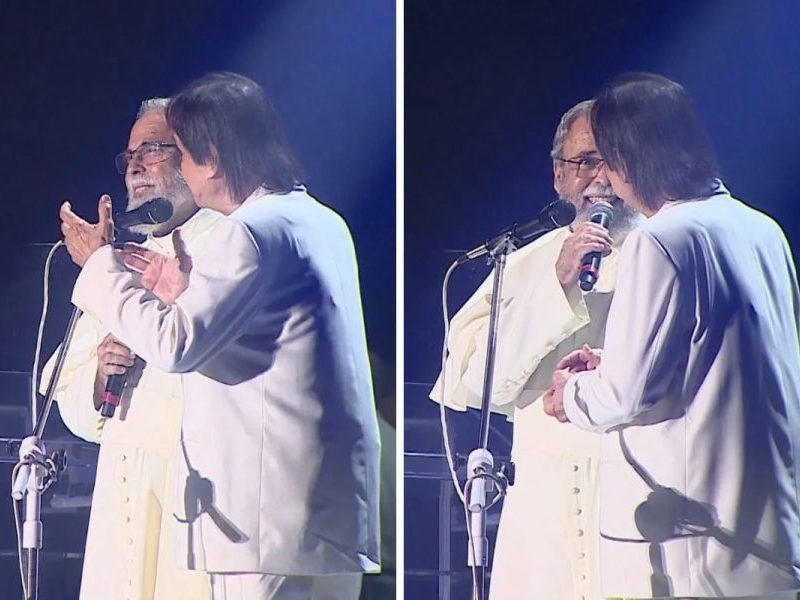 Padre sobe ao palco e canta com Roberto Carlos durante show no interior de SP: ‘Presente muito grande de Deus’