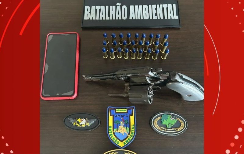 Polícia apreende arma durante fiscalização em área de extração mineral irregular no interior do AP