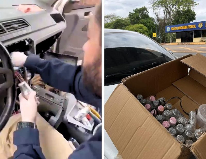 Polícia apreende mais de 40 kg de mercúrio transportados clandestinamente em painel de carro