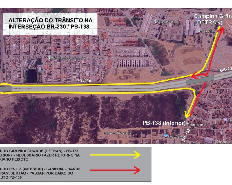Obras na BR-230 em Campina Grande alteram trânsito; veja desvios