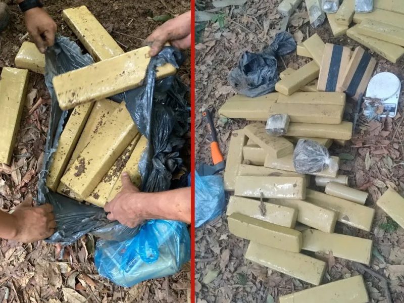 Polícia descobre 40kg de drogas enterradas em mata de MT