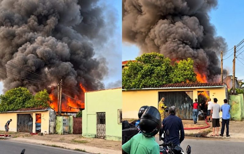 VÍDEO: Incêndio de grande proporção destrói residência em Ji-Paraná, RO